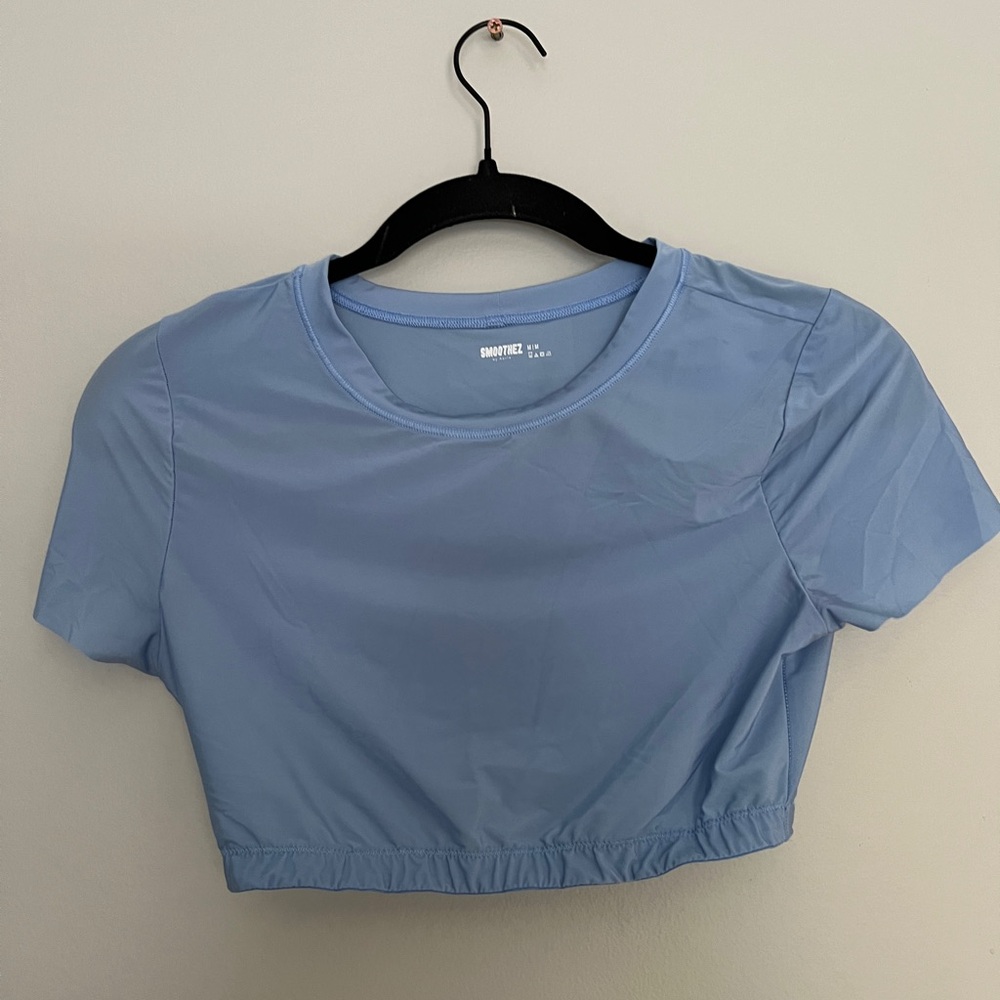 aerie Light Blue Cropped Active Tee